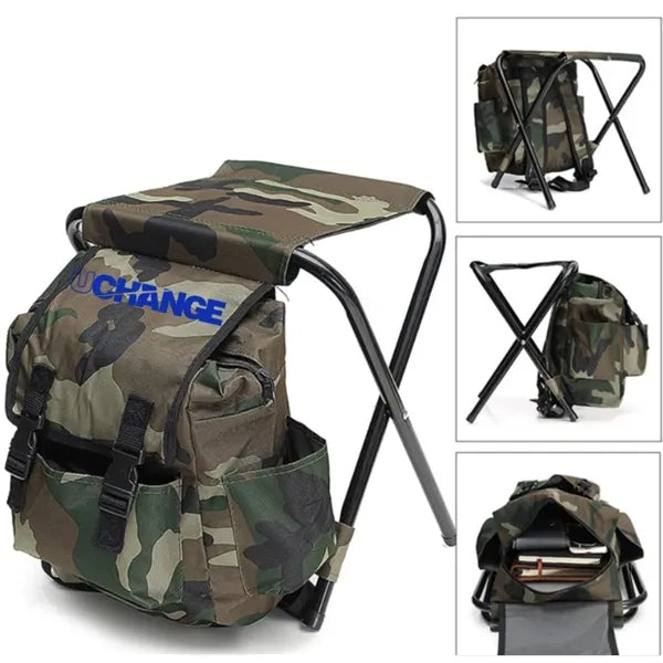 Camo Backpack Stool with Foldable Seat for Camping