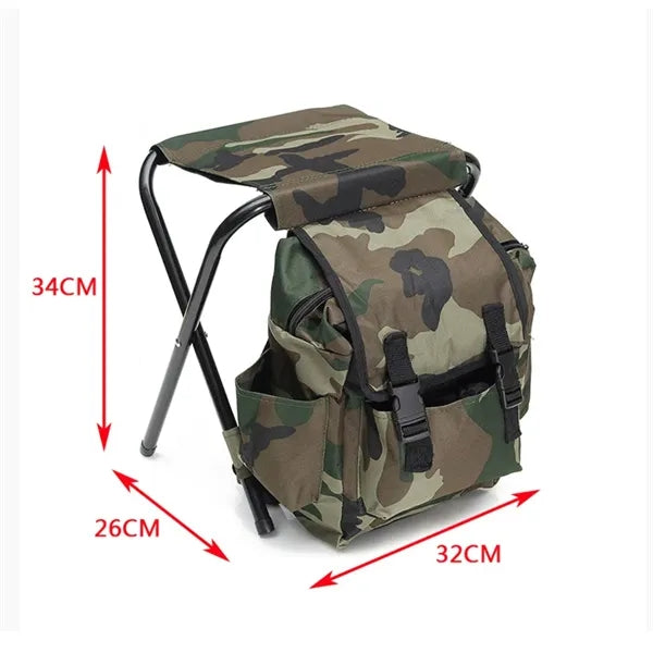 Camo Backpack Stool with Foldable Seat for Camping