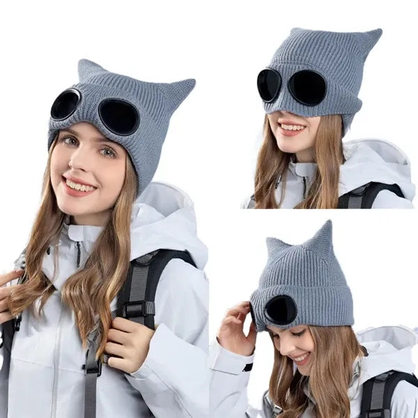 Ski windproof glasses hat for autumn and winter