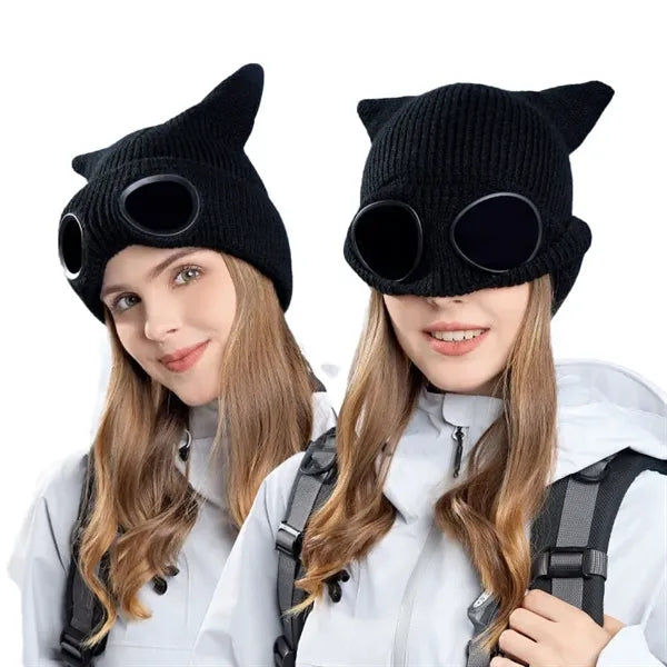 Ski windproof glasses hat for autumn and winter