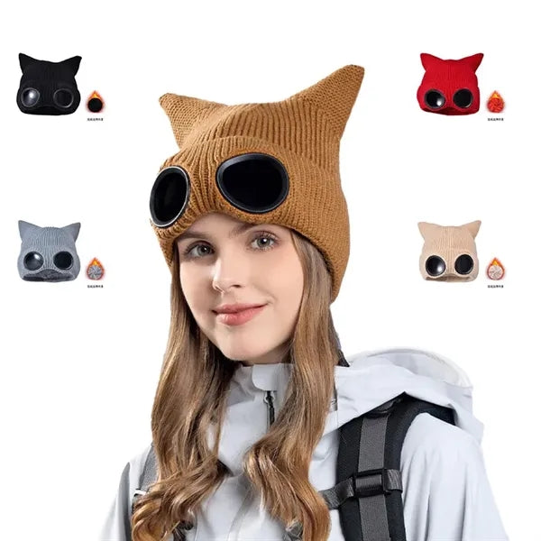 Ski windproof glasses hat for autumn and winter