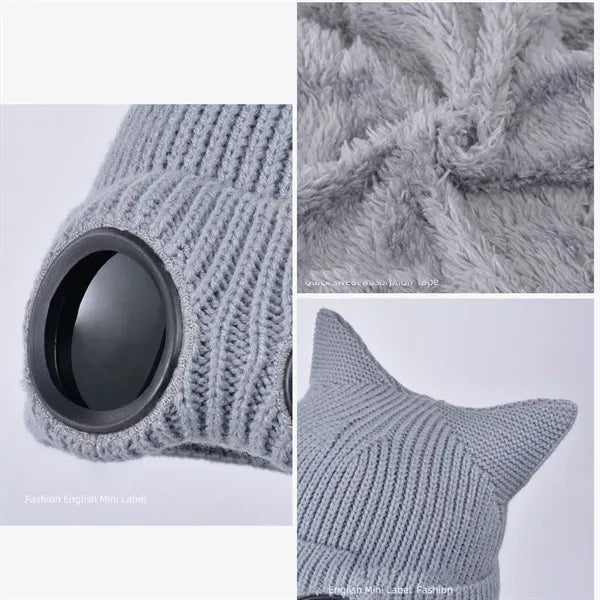 Ski windproof glasses hat for autumn and winter