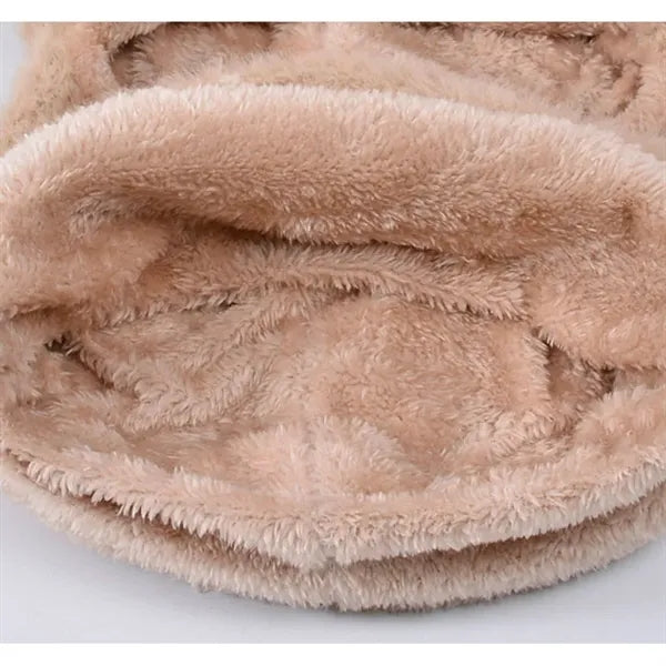 Winter women's scarf one-piece knitted plush hat