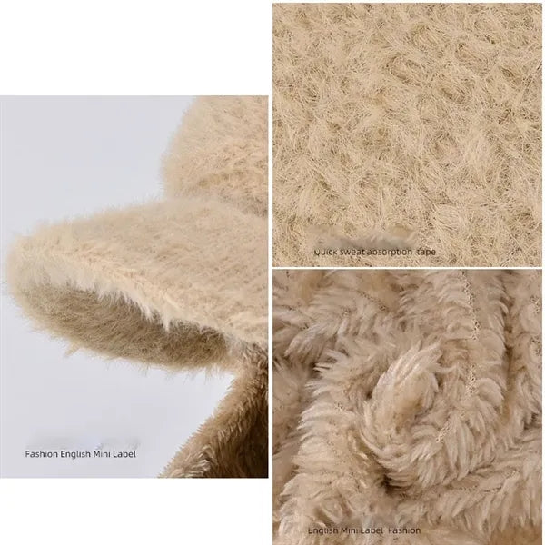 Winter women's scarf one-piece knitted plush hat