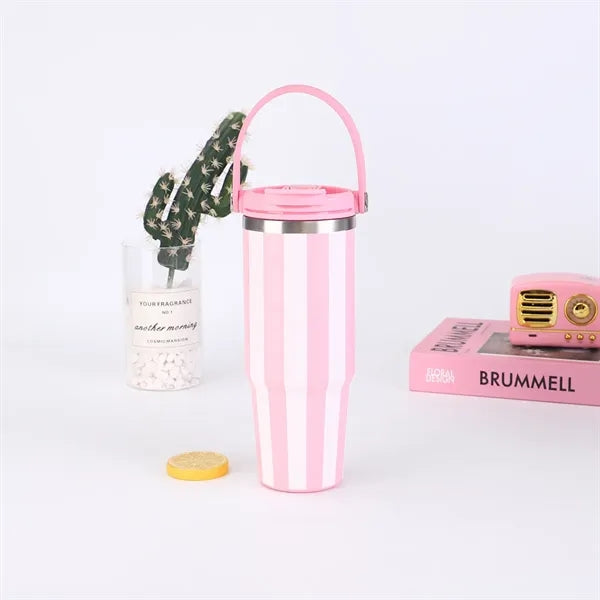 30oz Retro Stripes Double Drink Tumbler with Handle
