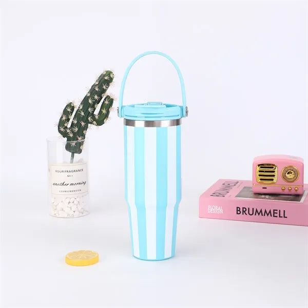 30oz Retro Stripes Double Drink Tumbler with Handle
