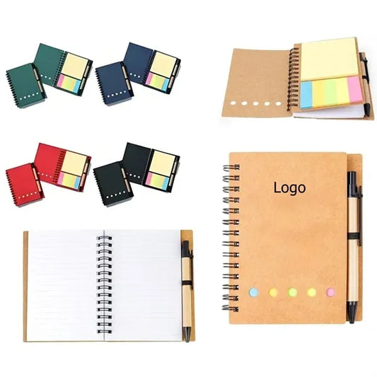 Memo Spiral Notebook with Sticky Notes and Pen