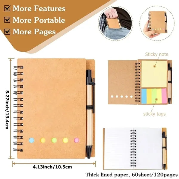 Memo Spiral Notebook with Sticky Notes and Pen