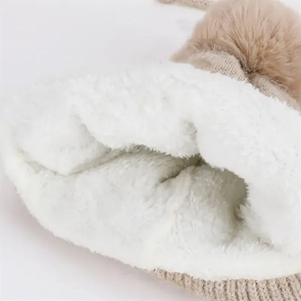 Winter outdoor warm and fashionable versatile bow knit hat
