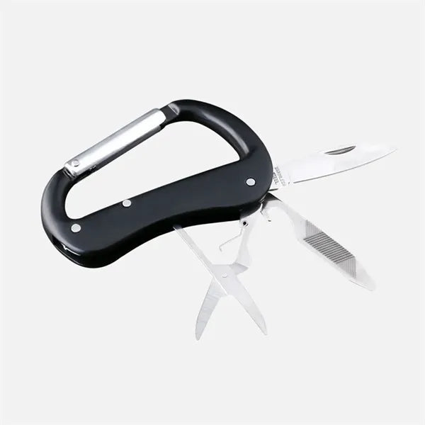 Folding Multi-Tool Carabiner with Knife and Bottle Opener