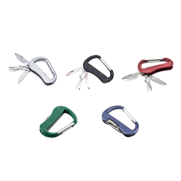 Folding Multi-Tool Carabiner with Knife and Bottle Opener