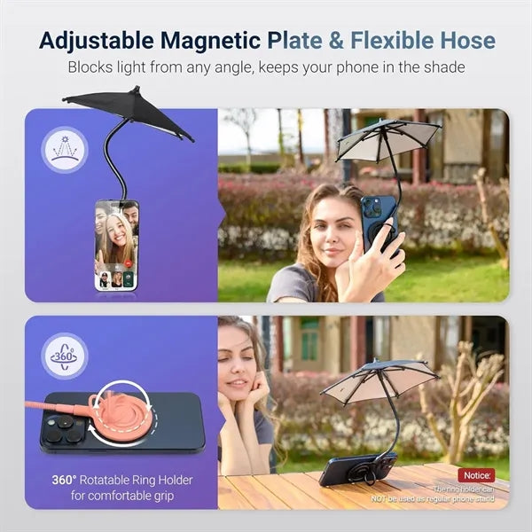 Adjustable Shade Phone Umbrella with Magnetic Ring