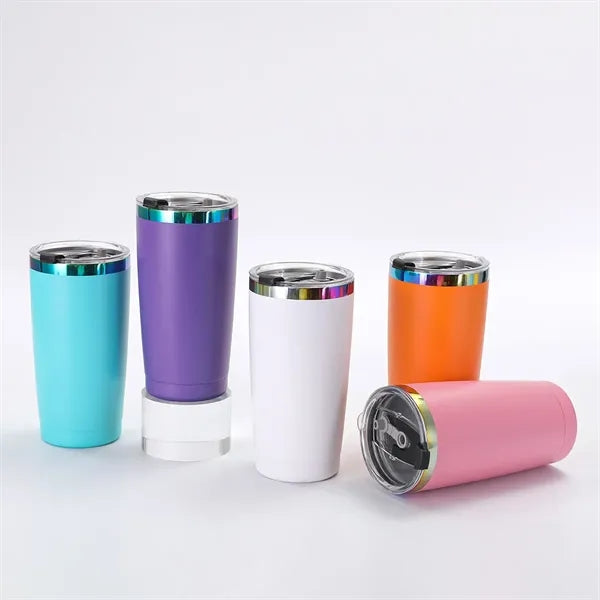 20oz Powder Coated Stainless Steel Tumbler with Lid
