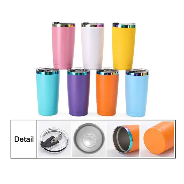20oz Powder Coated Stainless Steel Tumbler with Lid