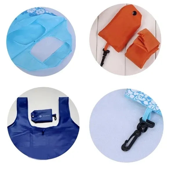 Polyester Grocery Tote Bag w/Snap Hook Pouch Shopping Travel