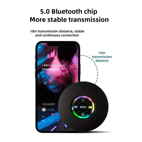 Bluetooth 5.3 LED Lights Suction Cup HD Sound Shower Speaker