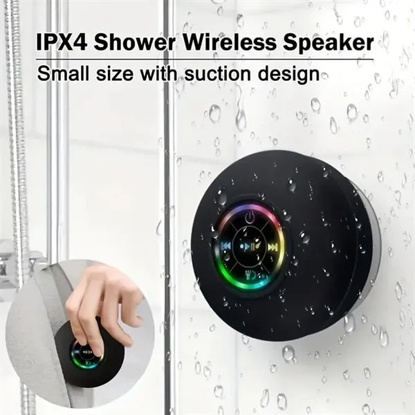 Bluetooth 5.3 LED Lights Suction Cup HD Sound Shower Speaker