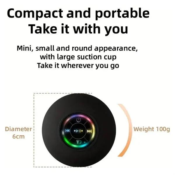 Bluetooth 5.3 LED Lights Suction Cup HD Sound Shower Speaker