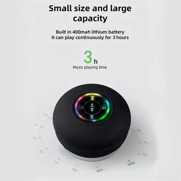 Bluetooth 5.3 LED Lights Suction Cup HD Sound Shower Speaker