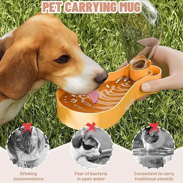 Outdoor 2 in 1 Pet Water Bottle Portable Cats Dogs Feeder