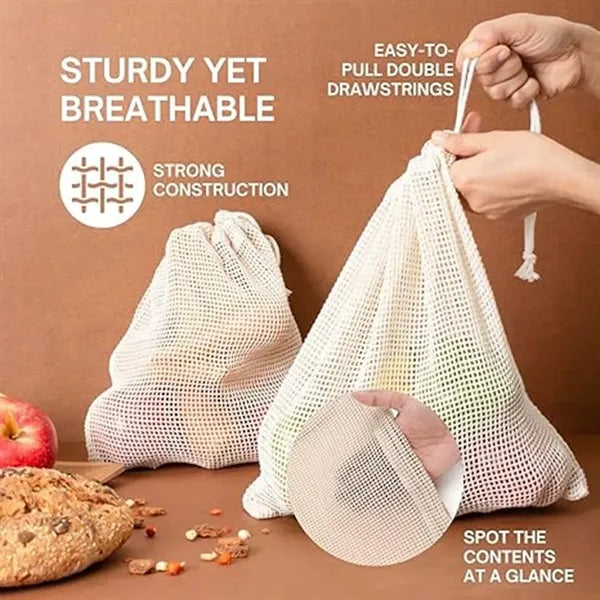 Storage Mesh Drawstring Bag Grocery Net Pouch