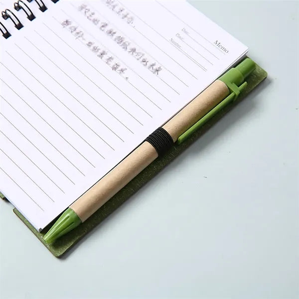 Pocket Sticky Notes Kraft Cover Notebook Set with Pen Holder