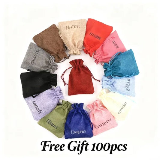 Solid color linen drawstring bag
