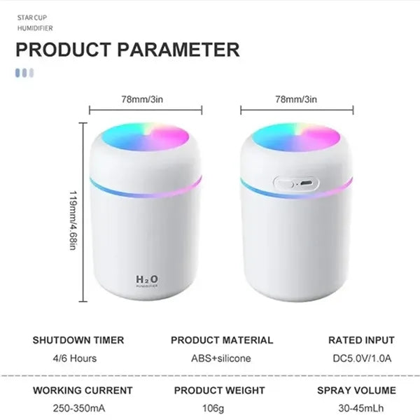 Portable Color Changing 300ml USB Humidifier Aroma Diffuser