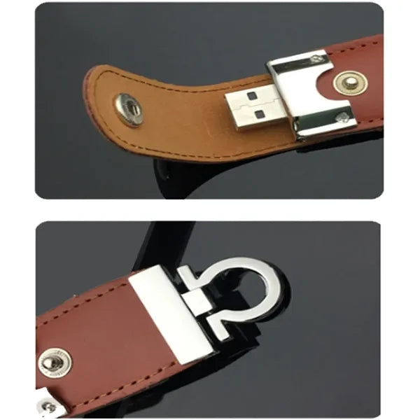 Leather Metal Keychain Design High-Speed USB 3.0 Flash Drive