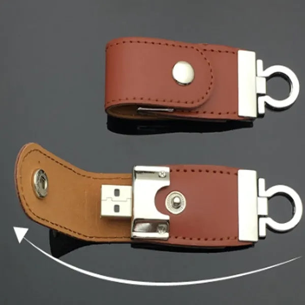 Leather Metal Keychain Design High-Speed USB 3.0 Flash Drive