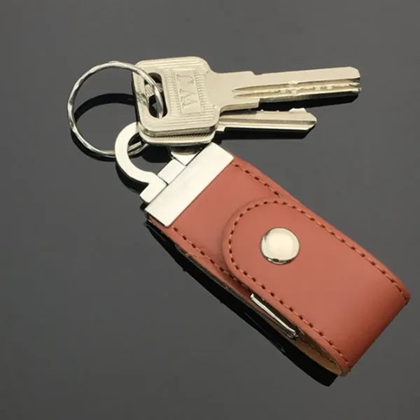Leather Metal Keychain Design High-Speed USB 3.0 Flash Drive