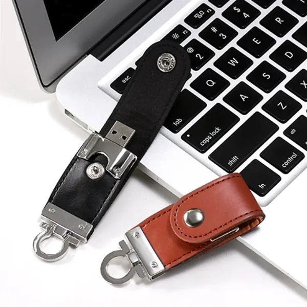 Leather Metal Keychain Design High-Speed USB 3.0 Flash Drive