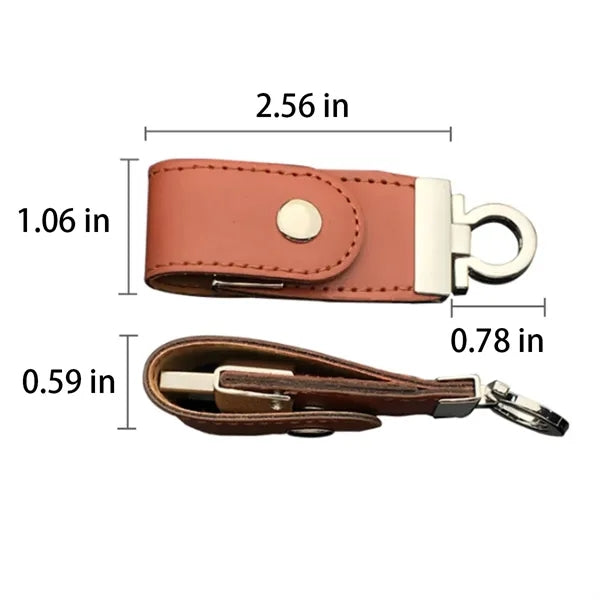 Leather Metal Keychain Design High-Speed USB 3.0 Flash Drive
