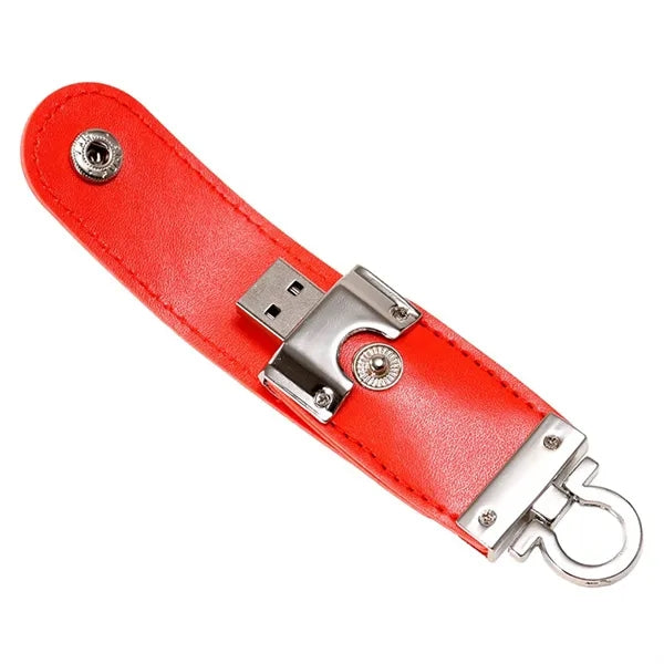 Leather Metal Keychain Design High-Speed USB 3.0 Flash Drive