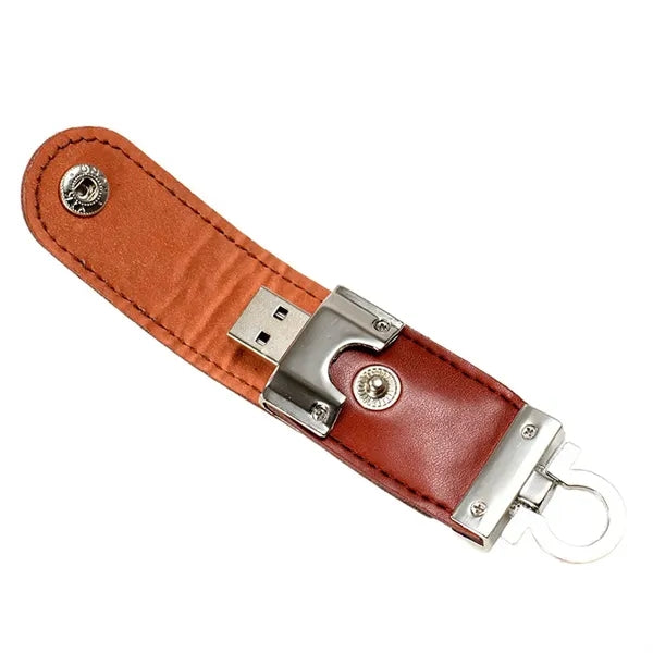 Leather Metal Keychain Design High-Speed USB 3.0 Flash Drive