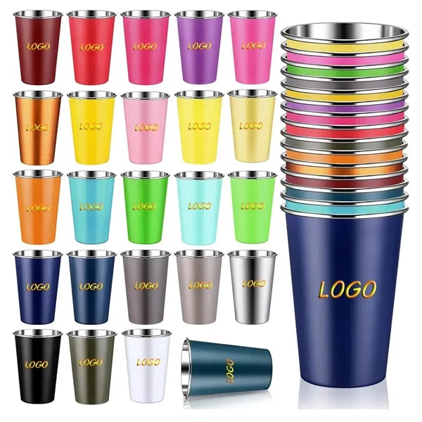 16oz Stainless Steel Pint Cups Stackable Metal Tumblers