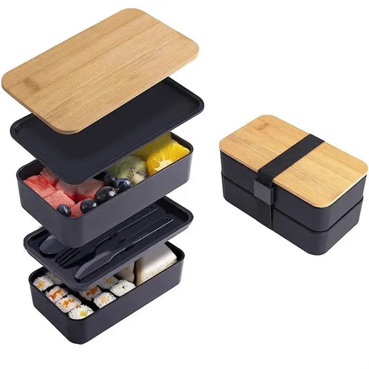 Eco-Friendly Bamboo Lid Bento Box Lunch Container