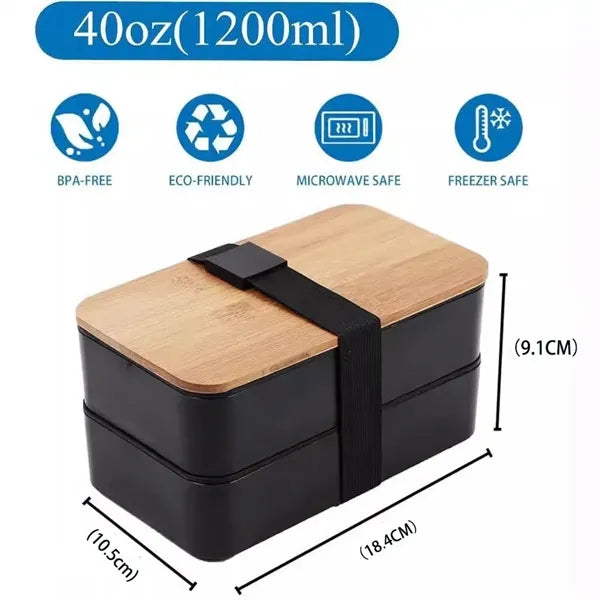 Eco-Friendly Bamboo Lid Bento Box Lunch Container