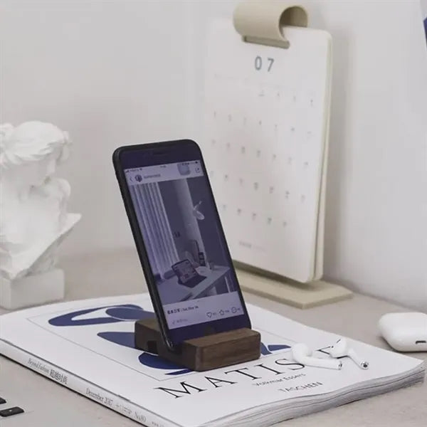Compact Minimalist Stable Portable Solid Walnut Phone Stand