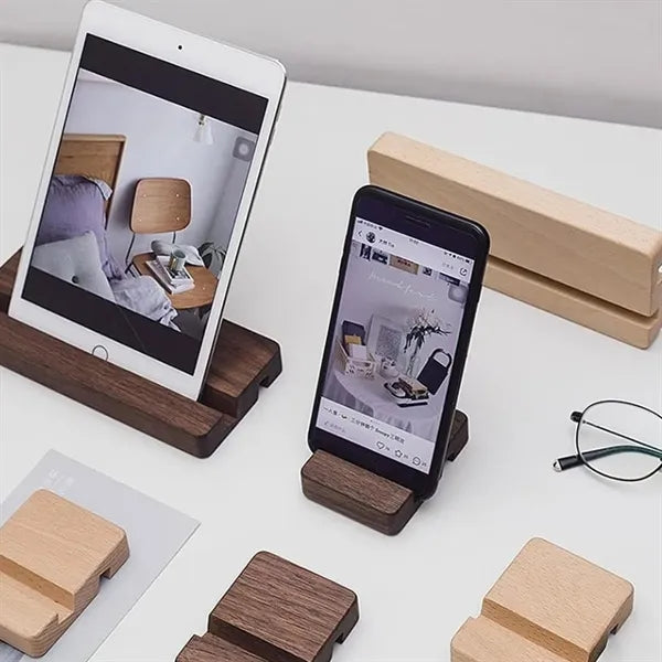 Compact Minimalist Stable Portable Solid Walnut Phone Stand