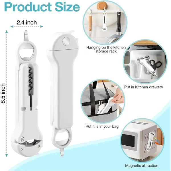 Multi 7 in 1 Retractable Magnetic Can Opener