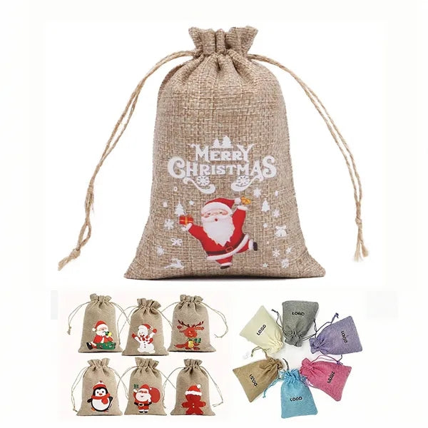 Christmas Linen Gift Bag