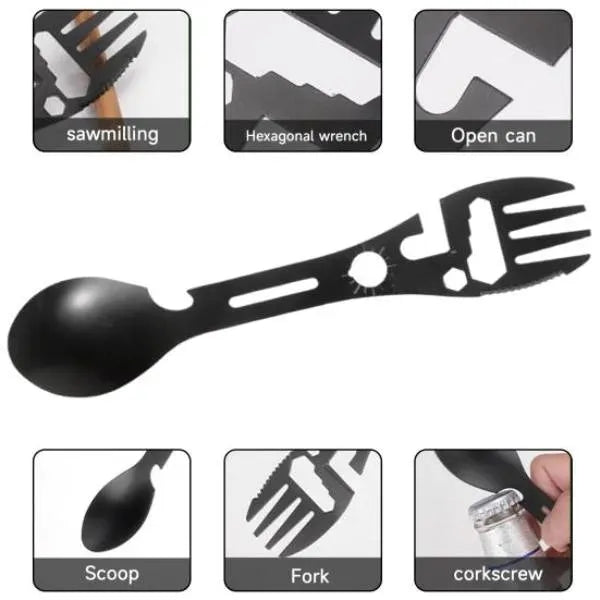 Stainless Steel Spork Camping Spoon Cutlery Survival Tool
