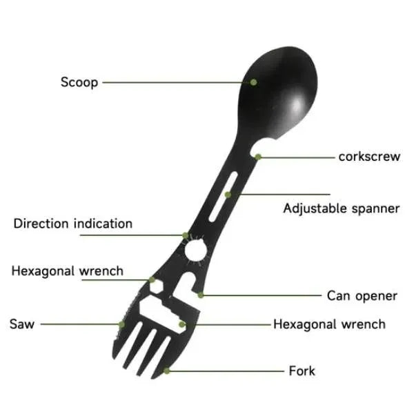 Stainless Steel Spork Camping Spoon Cutlery Survival Tool