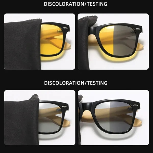 Eco-Friendly Bamboo Frame Sunglasses with Storage Pouch