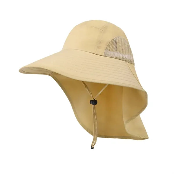 Wide Brim Bucket Sun Visor Hat W/Neck Flap