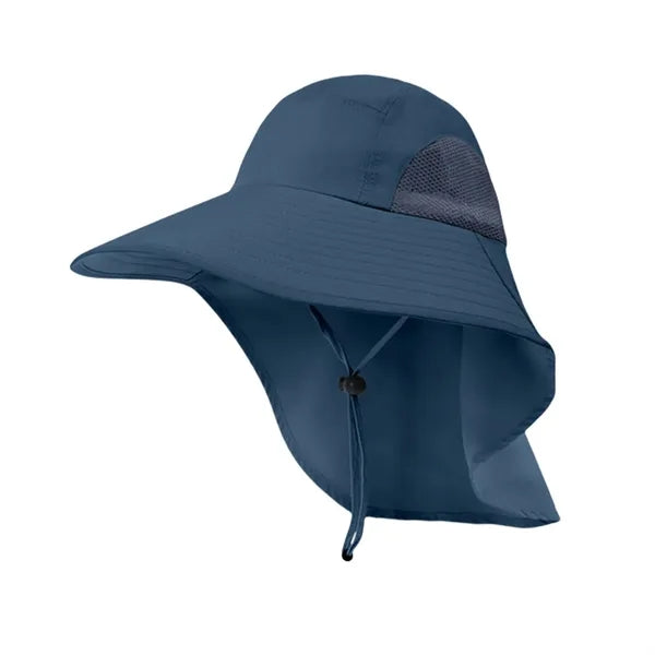 Wide Brim Bucket Sun Visor Hat W/Neck Flap