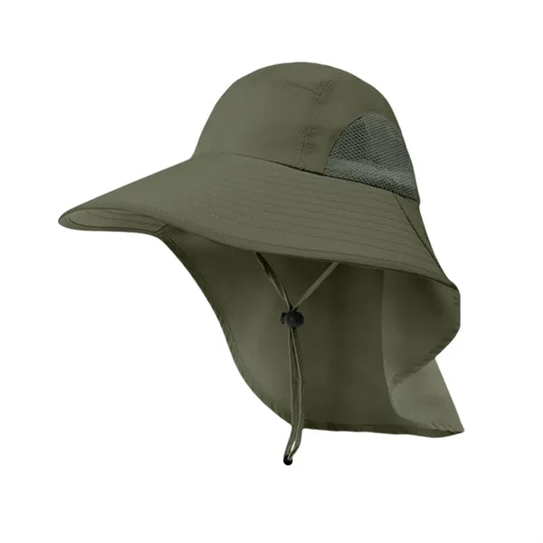 Wide Brim Bucket Sun Visor Hat W/Neck Flap