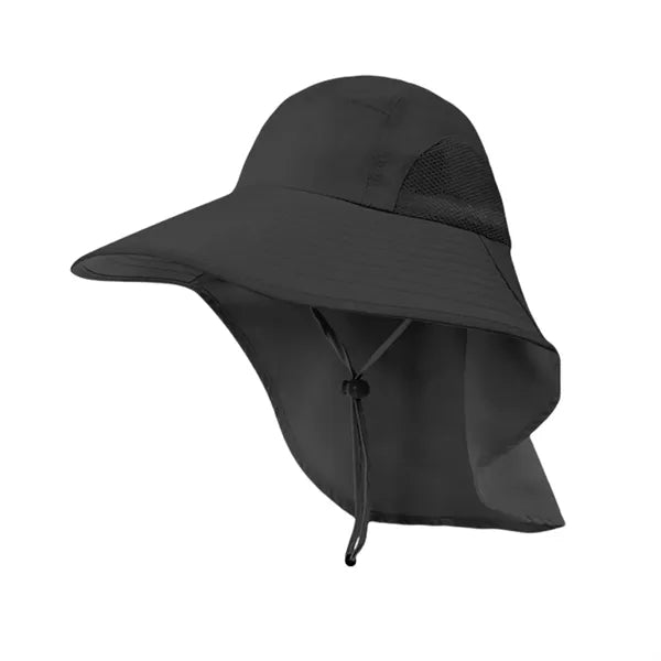 Wide Brim Bucket Sun Visor Hat W/Neck Flap