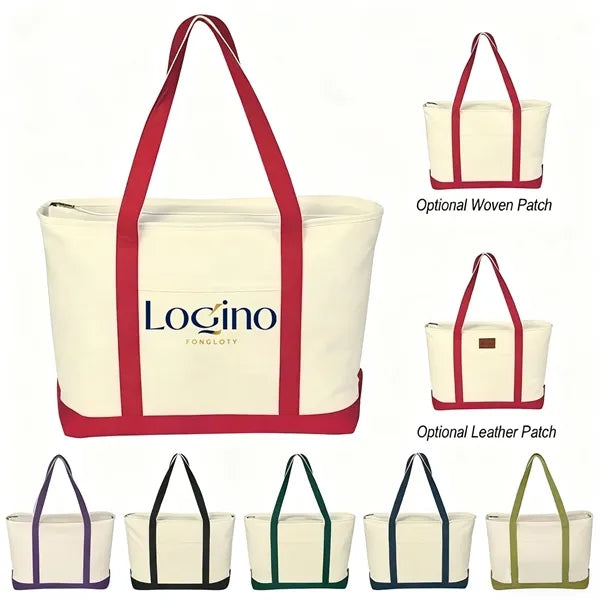 Canvas Tote Bag with an External Pocket